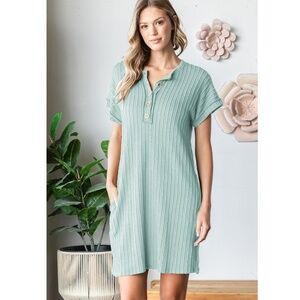 Sage Textured Dress with Pockets